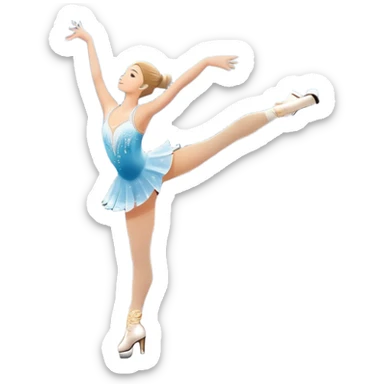 An icon featuring a grand arena Madison Square Garden, filled with spectators with graceful figure skater performing a flawless routine on an ice rink. Snowflakes and spotlights add to the elegance and beauty of the performance. Transparent background. sticker