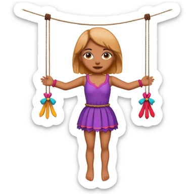 Icon for Puppet Theater: a girl puppet body on strings sticker