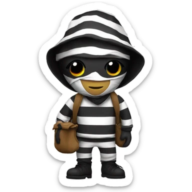 robber emoji , black and white stripped shirt miney bag and mask sticker
