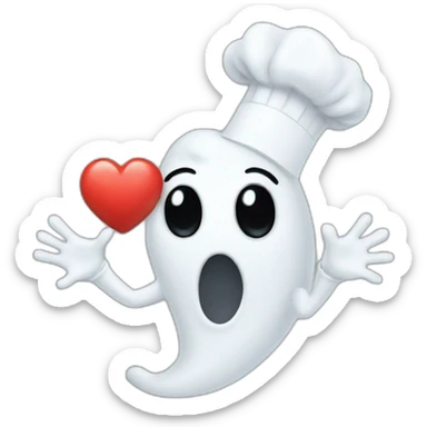 ghost chef blowing kiss heart sticker