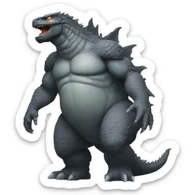 Godzilla obesity grey glow sticker