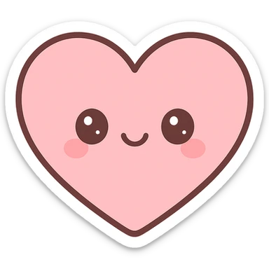 heart, cute with a smiling face kawaii style sticker