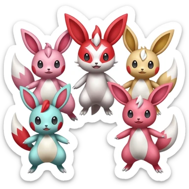 Zangoose-Meloetta-Minccino-Emolga-Victini-Diancie-fusion sticker