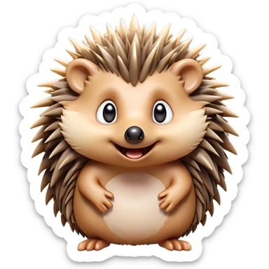 Cinematic Comical Hedgehog Portrait Emoji, Head tilted dramatically with an exaggeratedly surprised expression and wide, comically expressive eyes, featuring a small, spiky body with quills that seem to dance with playful energy, Simplified yet hilariously expressive features, highly detailed, glowing with a slightly sassy woodland glow, high shine, dramatic yet playful, stylized with an air of cheeky hedgehog mischief, soft glowing outline, capturing the essence of a meme-worthy hedgehog that looks ready to roll its way into viral fame! sticker