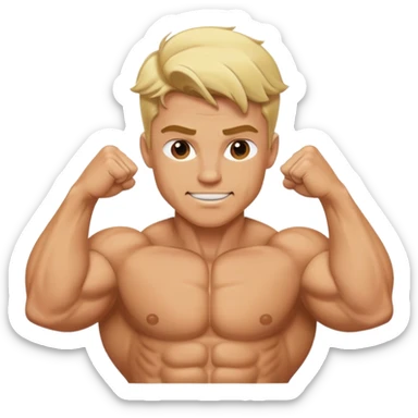 blonde muscular man flexing sticker