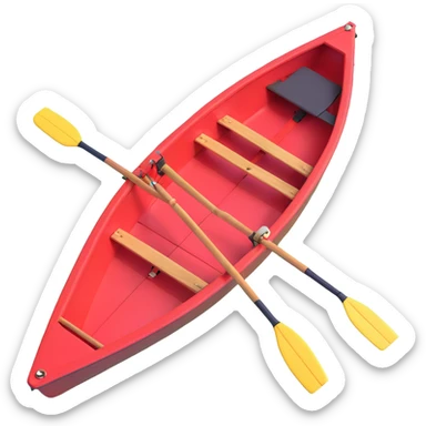 red single-person Olympic rowing boat, top view sticker