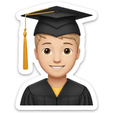 Graduated Students, Male, proudly, short hair, wearing graduation cap sticker