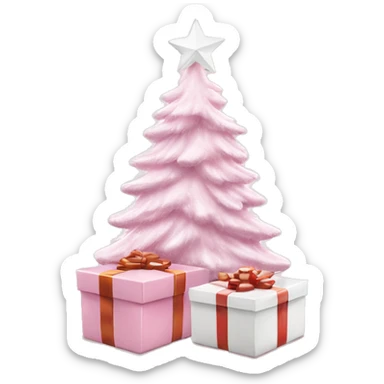 Light pink Christmas gifts under a white Christmas tree  sticker