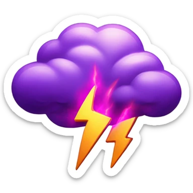 Cloud with a purple Lightning and fire  sticker