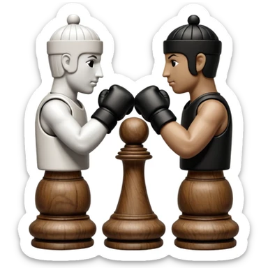 Chess pieces boxing, holding guard and jabbing sticker