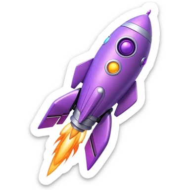 cute purple robot riding rocket sticker