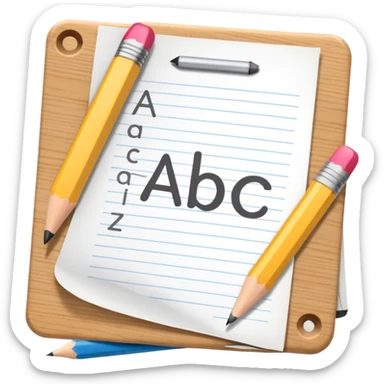 exam paper with “ABC” letters and a pencil sticker