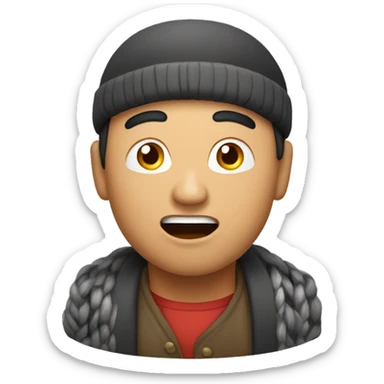 Kyrgyz man have a surprised sticker