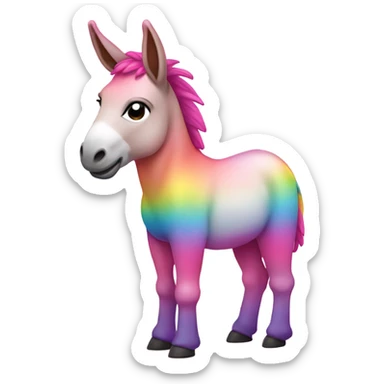Pink ombre rainbow full body donkey with glitter and pink face  sticker