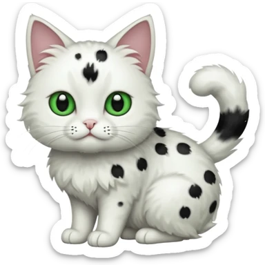 um gato branco com manchas pretas  olho preto e verde só manchas pretas corpo completo sticker