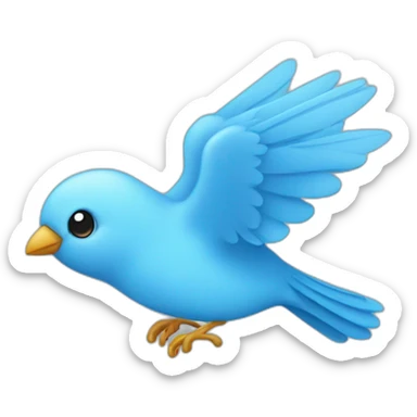 Small babyblue bird flying sticker