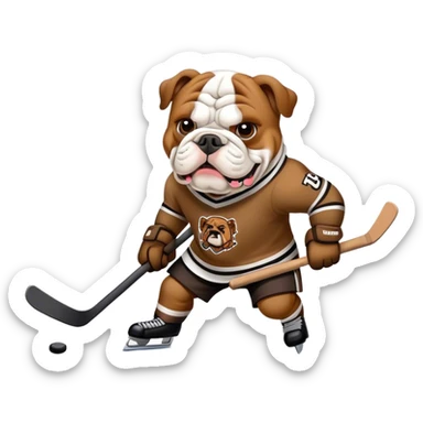 A bulldog playing hockey sticker