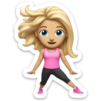Blonde long hair doing Pilates wearing pink  sticker