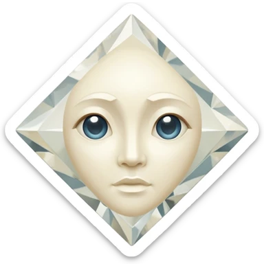 diamond shape carved from ivory. square tilted 45 degrees. head on view sticker