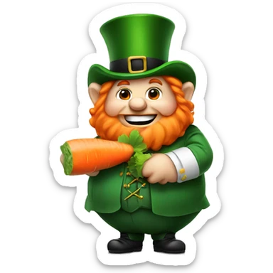 fat irish leprechaun eating a carrot sticker