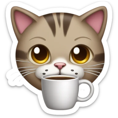 Coffee crazed cat sticker