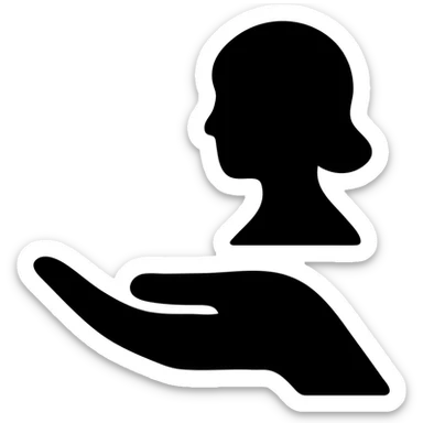female hand, minimalist silhouette, solid black fill, modern style sticker