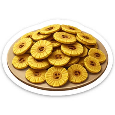 Patacones Cinematic Realistic Patacones Dish Emoji, depicted as crushed, crispy plantain discs, rendered with rich textures and dynamic, natural lighting. sticker