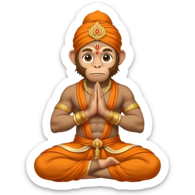 Hanuman ji monkey face hunk build body having mukut and dhoti and should be seated in pease to pray Ramji sticker