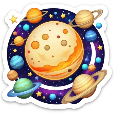 galaxy with stars and planets sticker