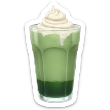 iced matcha latte in a glass and dark green traditional sticker