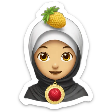 Rambutan with hijab and medal sticker