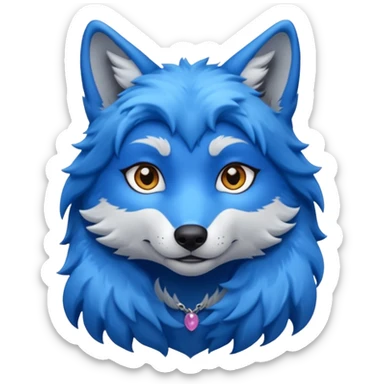 A female feminine blue wolf  sticker