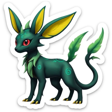 Dark Edgy Salandit-Leafeon-Umbreon-Fakémon-hybrid-creature (full body)  sticker