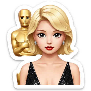 blonde model oscars red carpet, black sequin gown sticker