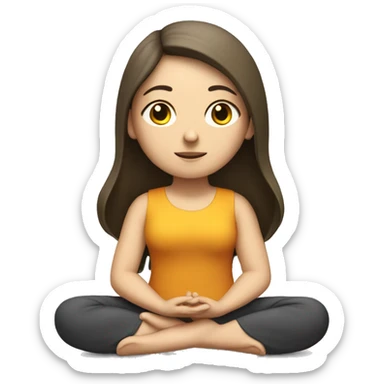 White brunette girl sitting meditating  sticker