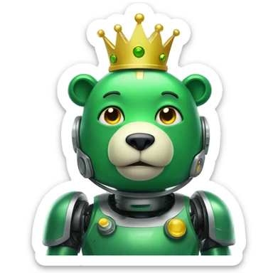 Green bear robot with yellow crown sticker