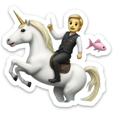 unicorn riding a fish sticker
