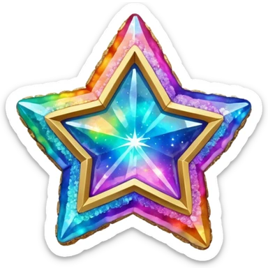 hd detailed glittering vibrant rainbow holographic star shaped geode sticker