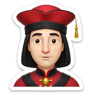 lord farquad avec un chapeau rouge plat sur le dessus sticker