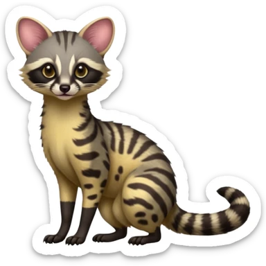 Vibrant exotic colorful spicy animalistic realistic slender elegant pretty cute Genet-Civet-Cacomistl-hybrid (full body) sticker