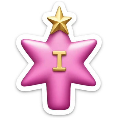 pink christmas tree with gold ornaments and one cross ornament  and a star sticker