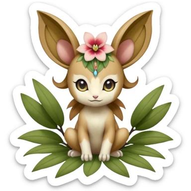 Cute Romantic Realistic  Floral Meloetta-Digimon-Pokémon-Fakémon-hybrid-fusion, full body sticker