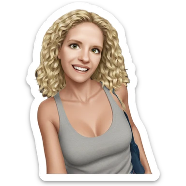 blonde girl smiling in photo sticker