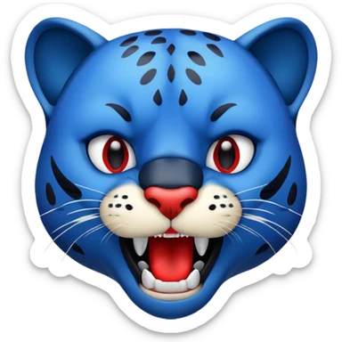Half red half blue panther face with mouth open  sticker