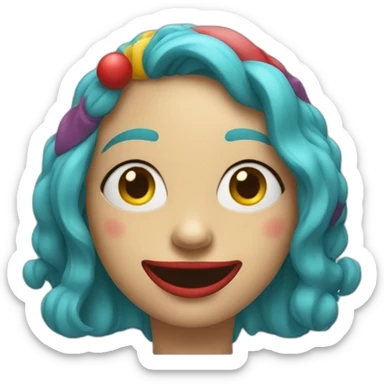 Woman with happy clown face Shrugging sticker