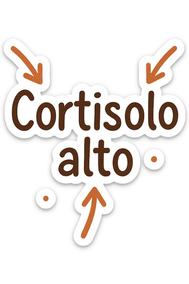 Cortisolo alto con freccie che indicano. In italiano sticker