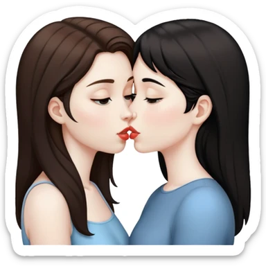 Brown haired girl with black haired pale people kissing sticker
