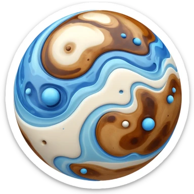 sphere globe planet, surface covered with white gas and stream sticker