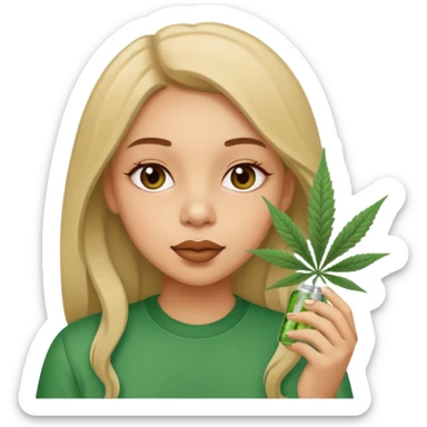 Girl smelling marijuana  sticker