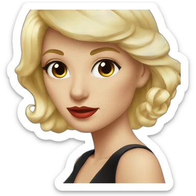 blonde woman in a black cocktail dress red colored eyes sticker
